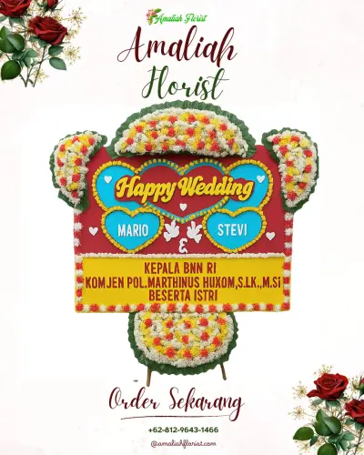 Karangan Papan Bunga Pernikahan di Panawu